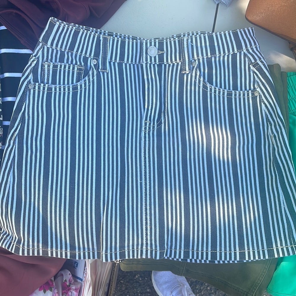 Stripped jean skirt
